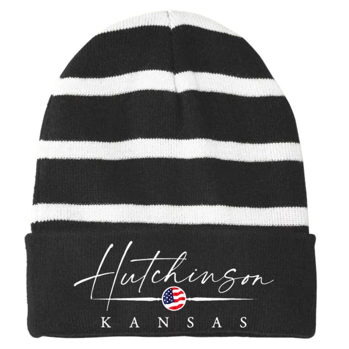 Hutchinson Kansas Striped Beanie with Solid Band