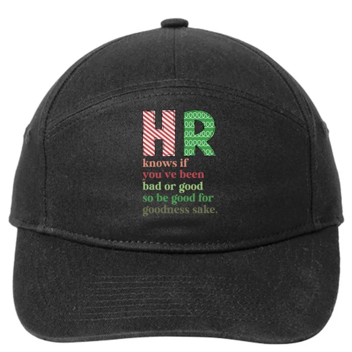 Hr Knows If YouVe Been Bad Or Good Funny Christmas Party 7-Panel Snapback Hat