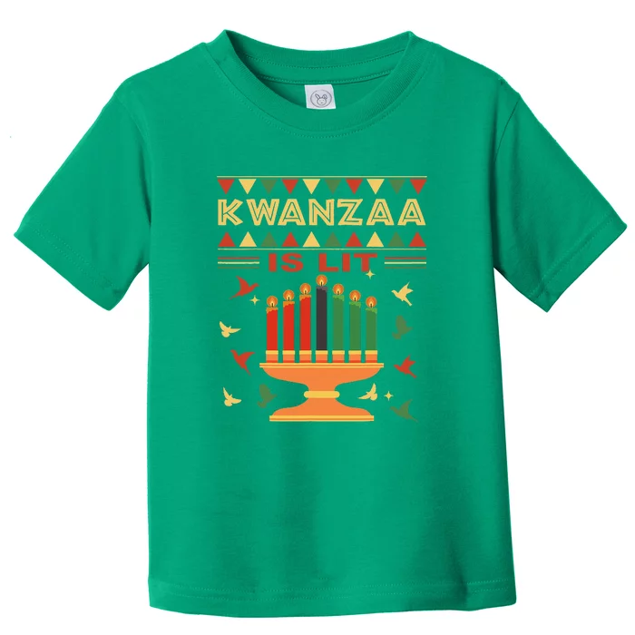 Happy Kwanzaa It's Lit African American Toddler T-Shirt