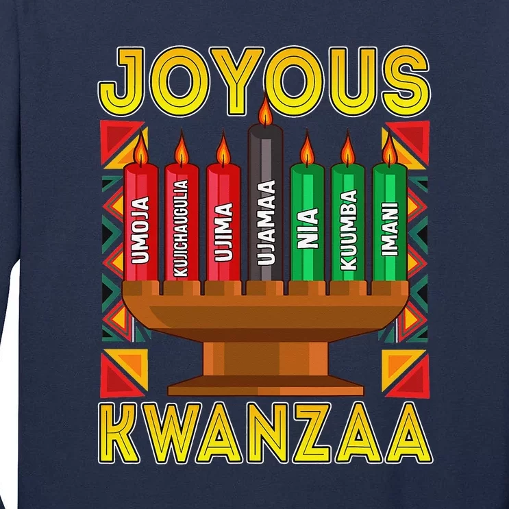 Happy Kwanzaa Kinara Candles African American Holiday Tall Long Sleeve T-Shirt