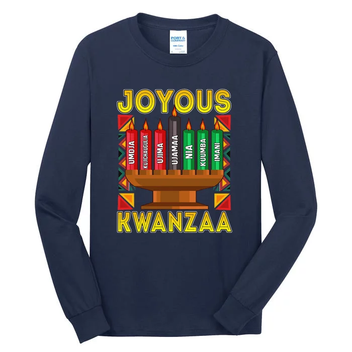 Happy Kwanzaa Kinara Candles African American Holiday Tall Long Sleeve T-Shirt