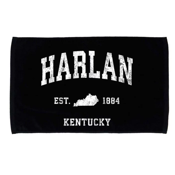 Harlan Kentucky Ky Vintage Athletic Black Sports Microfiber Hand Towel