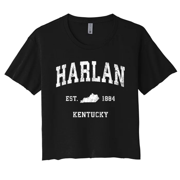 Harlan Kentucky Ky Vintage Athletic Black Sports Women's Crop Top Tee