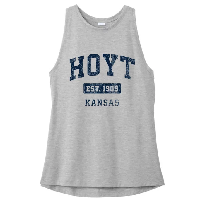 Hoyt Kansas Ks Vintage Sports Established Ladies Tri-Blend Wicking Tank