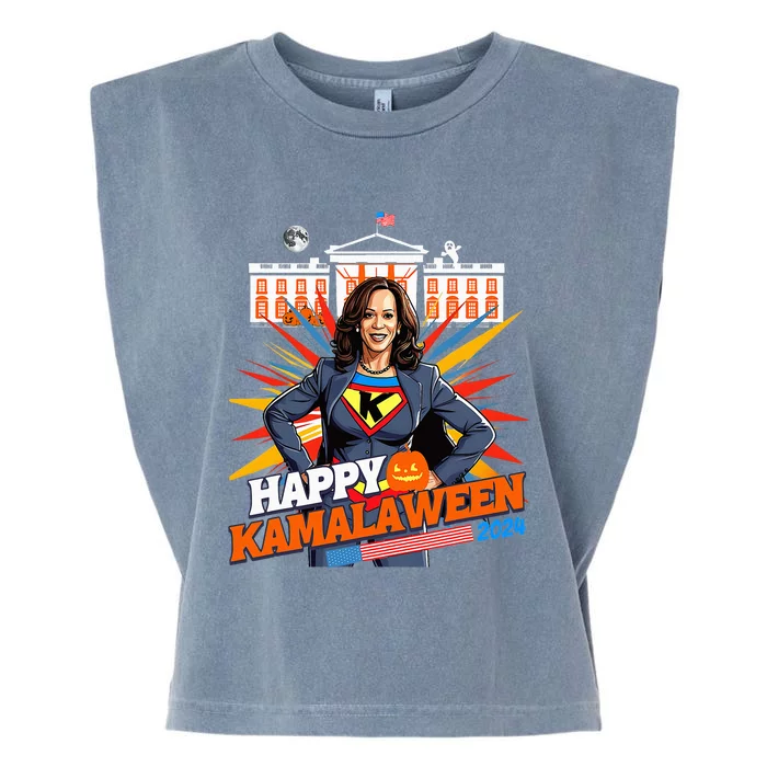 Happy Kamalaween Kamala Harris Halloween Cat Ladies Witches Garment-Dyed Women's Muscle Tee