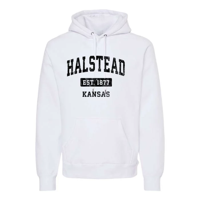 Halstead Kansas Ks Vintage Sports Established Design Premium Hoodie