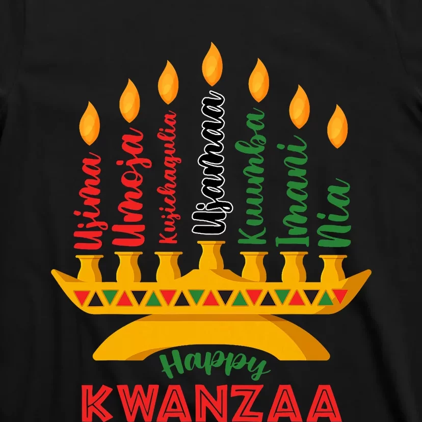 Happy Kwanzaa Kinara Seven Candles Principles Of Kwanzaa T-Shirt