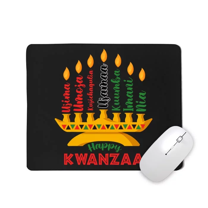 Happy Kwanzaa Kinara Seven Candles Principles Of Kwanzaa Mousepad