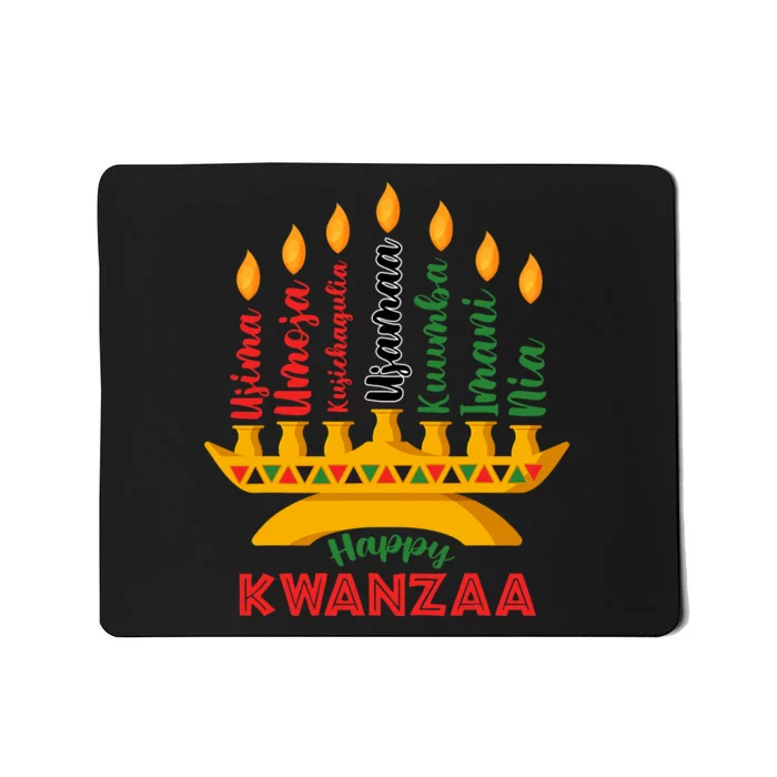 Happy Kwanzaa Kinara Seven Candles Principles Of Kwanzaa Mousepad