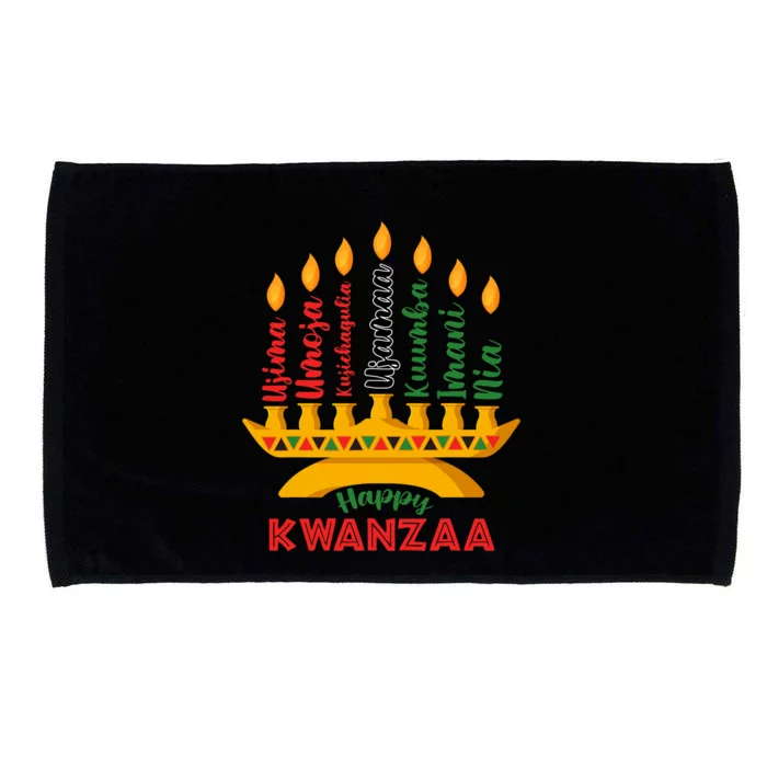 Happy Kwanzaa Kinara Seven Candles Principles Of Kwanzaa Microfiber Hand Towel