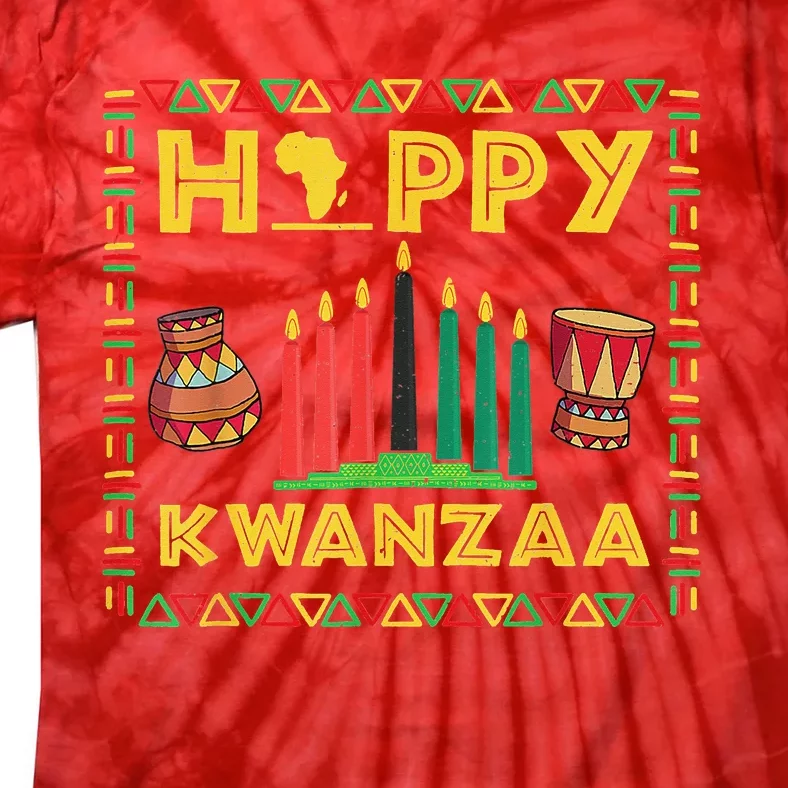 Happy Kwanzaa Kinara Candles Principles African American Tie-Dye T-Shirt