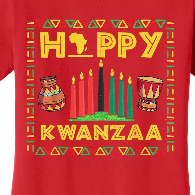 Happy Kwanzaa Kinara Candles Principles African American Women's T-Shirt