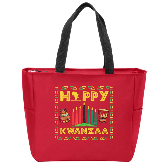 Happy Kwanzaa Kinara Candles Principles African American Zip Tote Bag