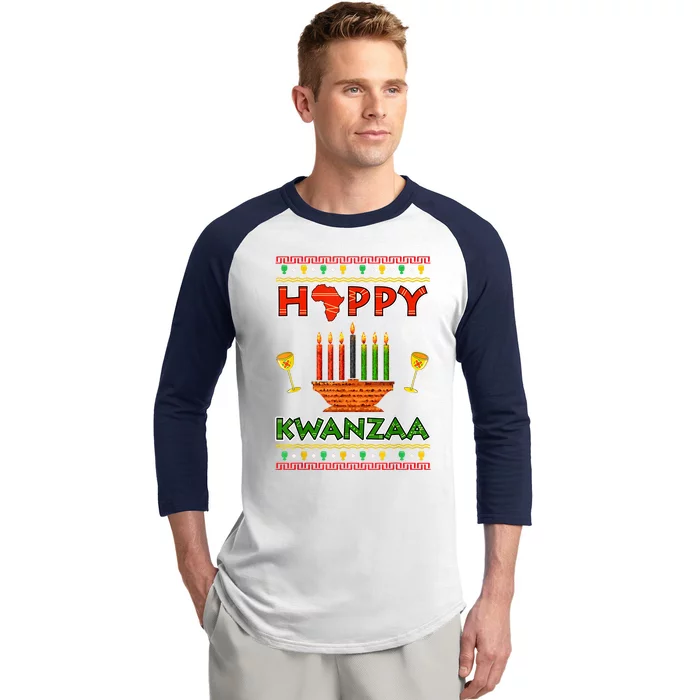 Happy Kwanzaa Kinara Candles African American Christmas Xmas Baseball Sleeve Shirt