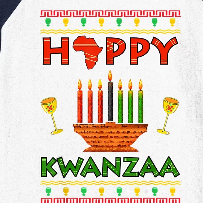 Happy Kwanzaa Kinara Candles African American Christmas Xmas Baseball Sleeve Shirt