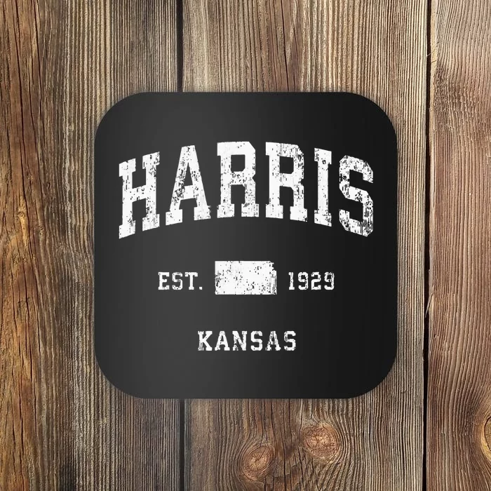 Harris Kansas Ks Vintage Athletic Sports Design Coaster