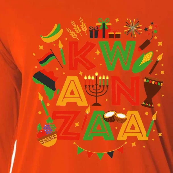 Happy Kwanzaa Kinara Candles African American Holiday Cooling Performance Long Sleeve Crew