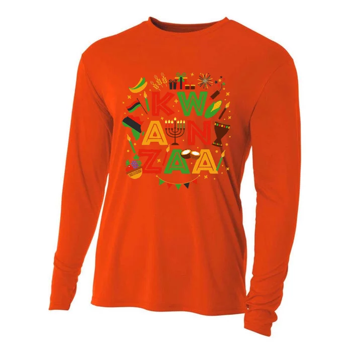 Happy Kwanzaa Kinara Candles African American Holiday Cooling Performance Long Sleeve Crew