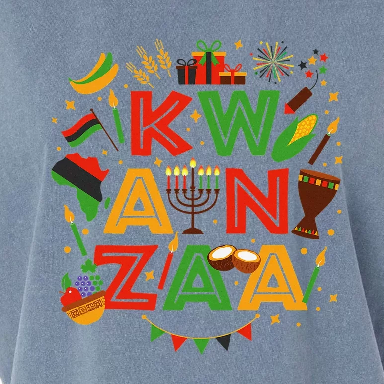 Happy Kwanzaa Kinara Candles African American Holiday Garment-Dyed Women's Muscle Tee