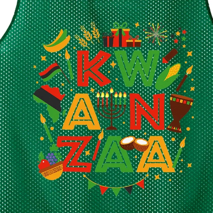 Happy Kwanzaa Kinara Candles African American Holiday Mesh Reversible Basketball Jersey Tank