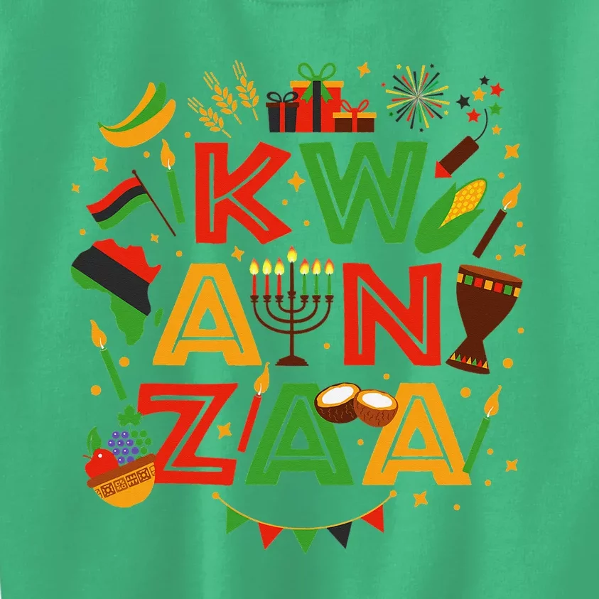 Happy Kwanzaa Kinara Candles African American Holiday Kids Sweatshirt