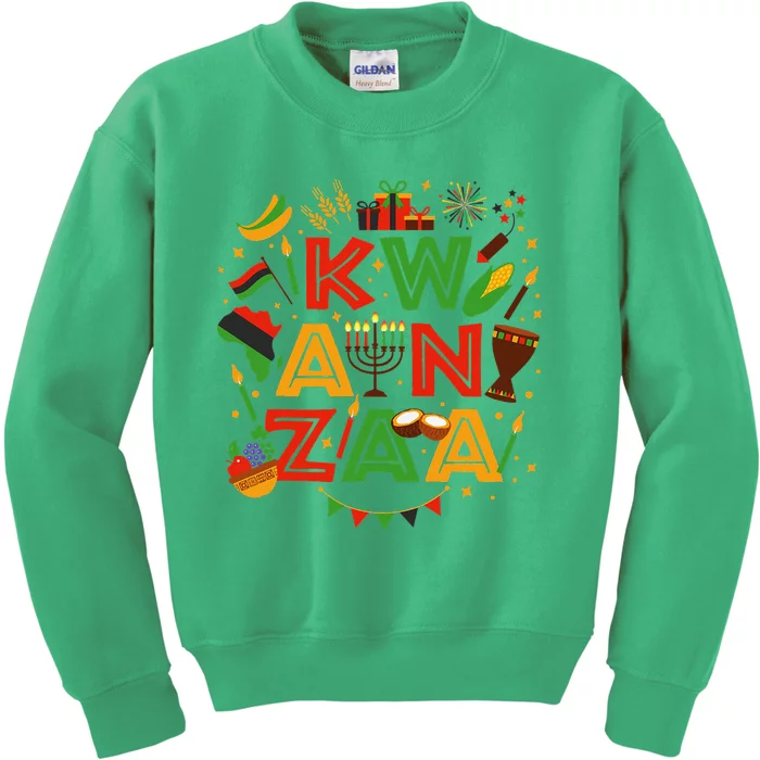 Happy Kwanzaa Kinara Candles African American Holiday Kids Sweatshirt