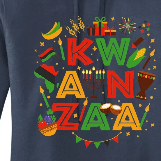 Happy Kwanzaa Kinara Candles African American Holiday Women's Pullover Hoodie