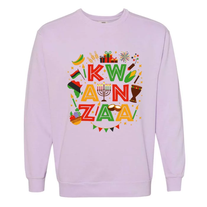 Happy Kwanzaa Kinara Candles African American Holiday Garment-Dyed Sweatshirt