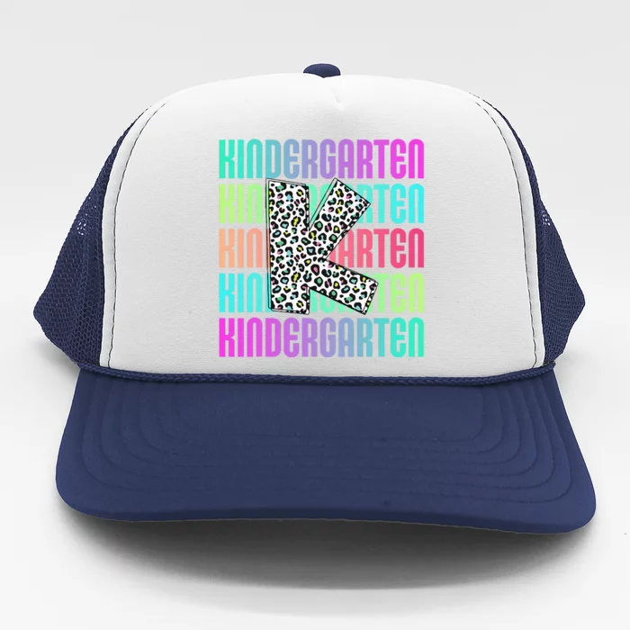 Hello Kindergarten Leopard Back To School Teacher Student Trucker Hat