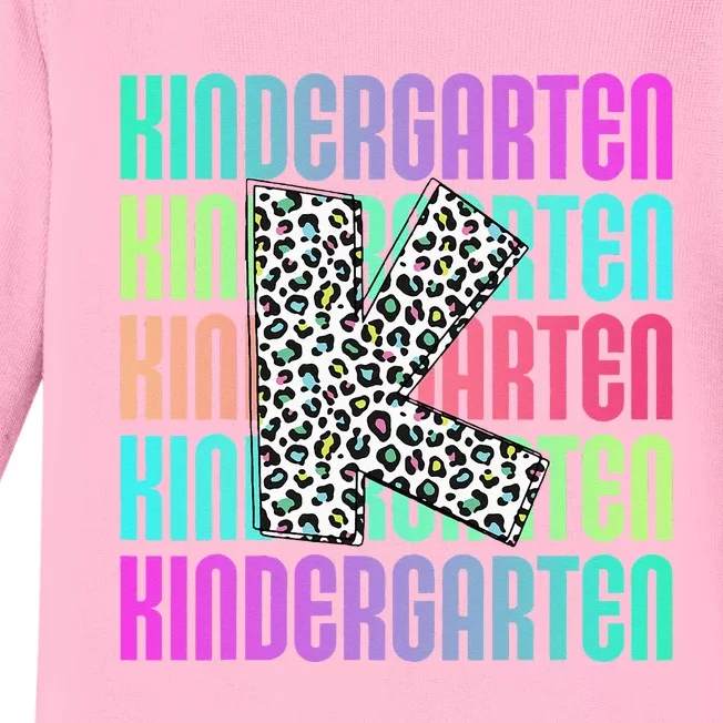 Hello Kindergarten Leopard Back To School Teacher Student Baby Long Sleeve Bodysuit