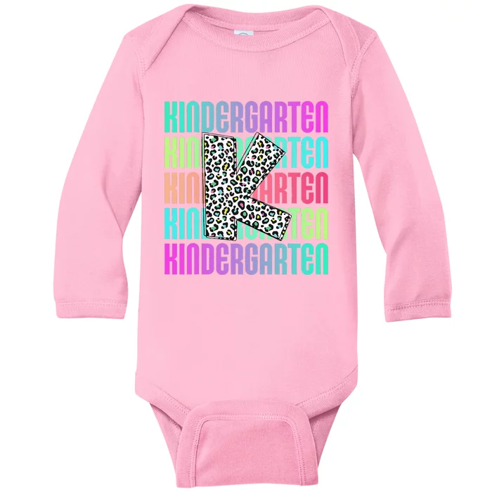 Hello Kindergarten Leopard Back To School Teacher Student Baby Long Sleeve Bodysuit