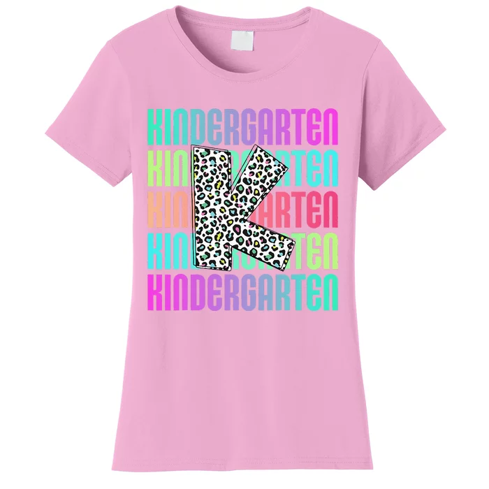 Hello Kindergarten Leopard Back To School Teacher Student Women's T-Shirt