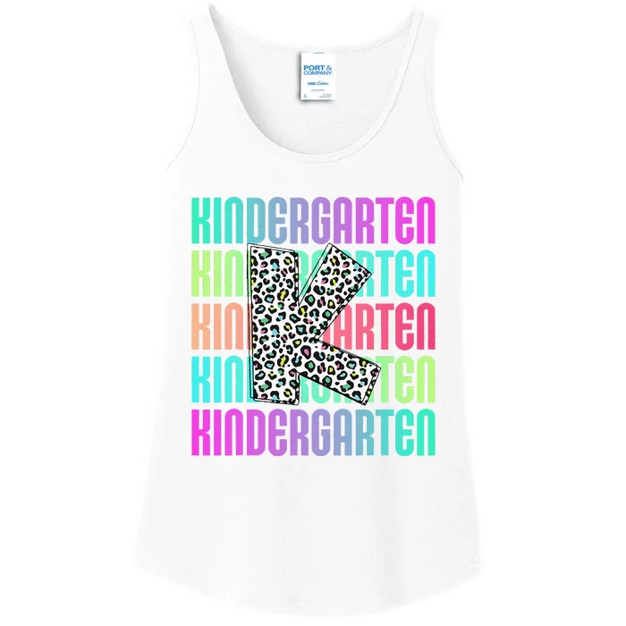 Hello Kindergarten Leopard Back To School Teacher Student Ladies Essential Tank