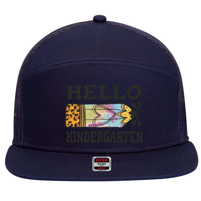 Hello Kindergarten Leopard Tie Dye Pencil 7 Panel Mesh Trucker Snapback Hat