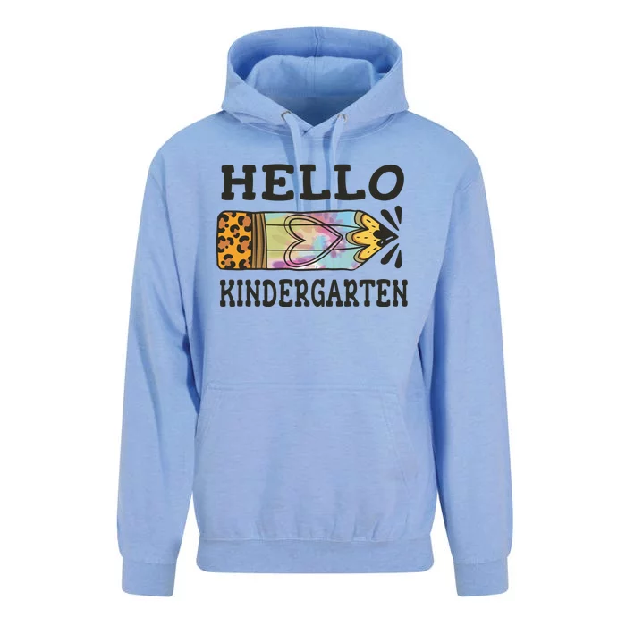 Hello Kindergarten Leopard Tie Dye Pencil Unisex Surf Hoodie