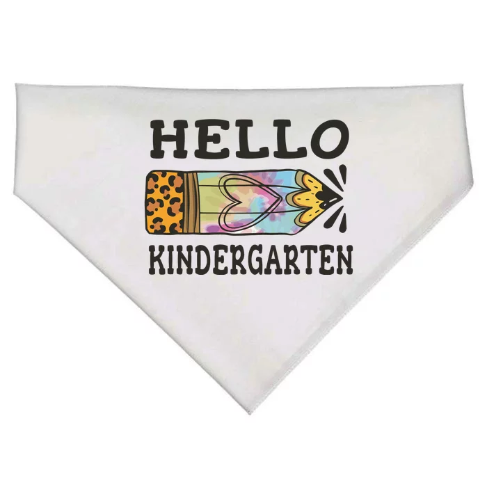 Hello Kindergarten Leopard Tie Dye Pencil USA-Made Doggie Bandana