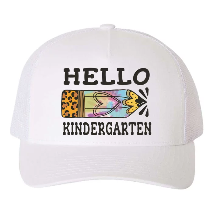 Hello Kindergarten Leopard Tie Dye Pencil Yupoong Adult 5-Panel Trucker Hat