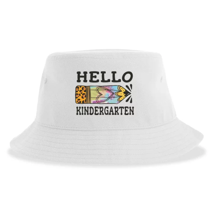 Hello Kindergarten Leopard Tie Dye Pencil Sustainable Bucket Hat