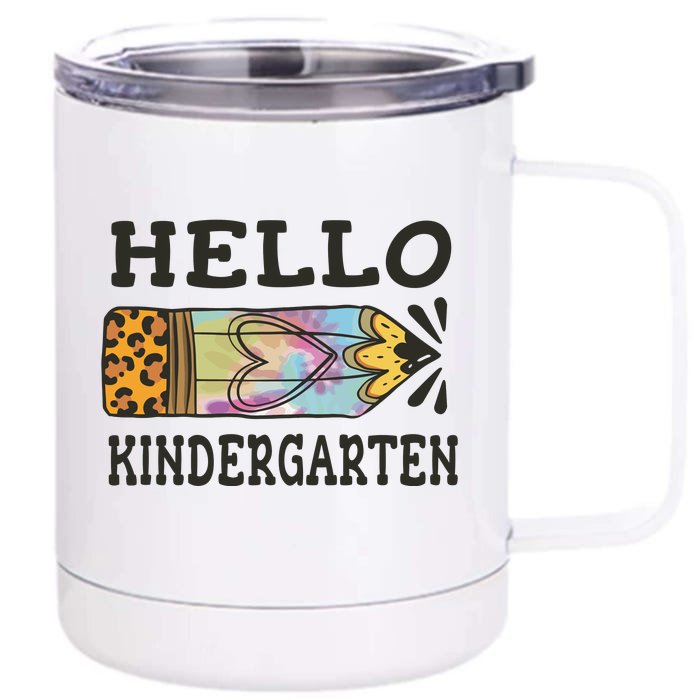 Hello Kindergarten Leopard Tie Dye Pencil Front & Back 12oz Stainless Steel Tumbler Cup