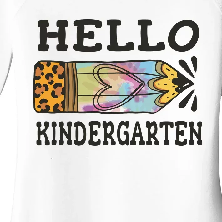 Hello Kindergarten Leopard Tie Dye Pencil Women's Perfect Tri Tunic Long Sleeve Shirt