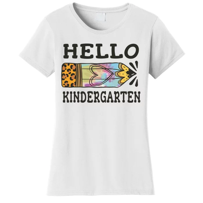 Hello Kindergarten Leopard Tie Dye Pencil Women's T-Shirt