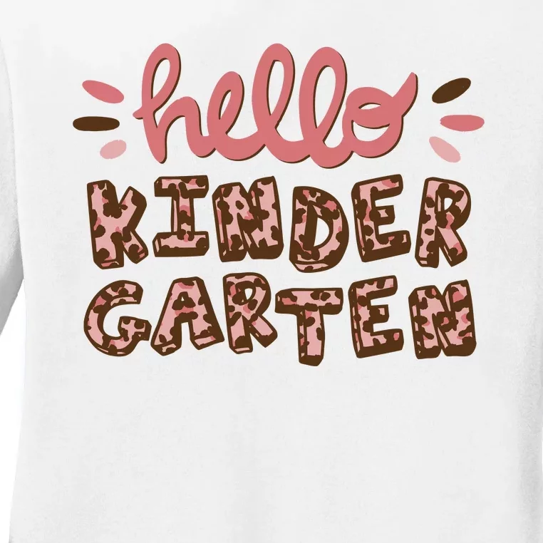 Hello Kindergarten Leopard Cute Ladies Long Sleeve Shirt