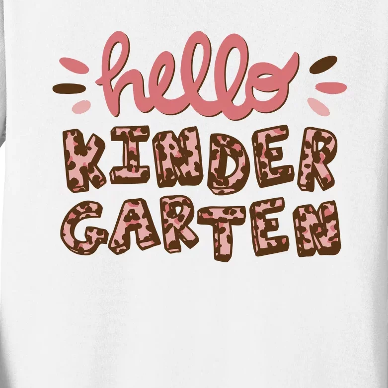 Hello Kindergarten Leopard Cute Kids Long Sleeve Shirt