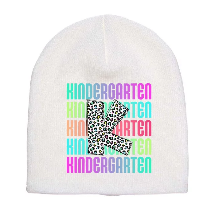 Hello Kindergarten Leopard Back To School Teacher Student Short Acrylic Beanie