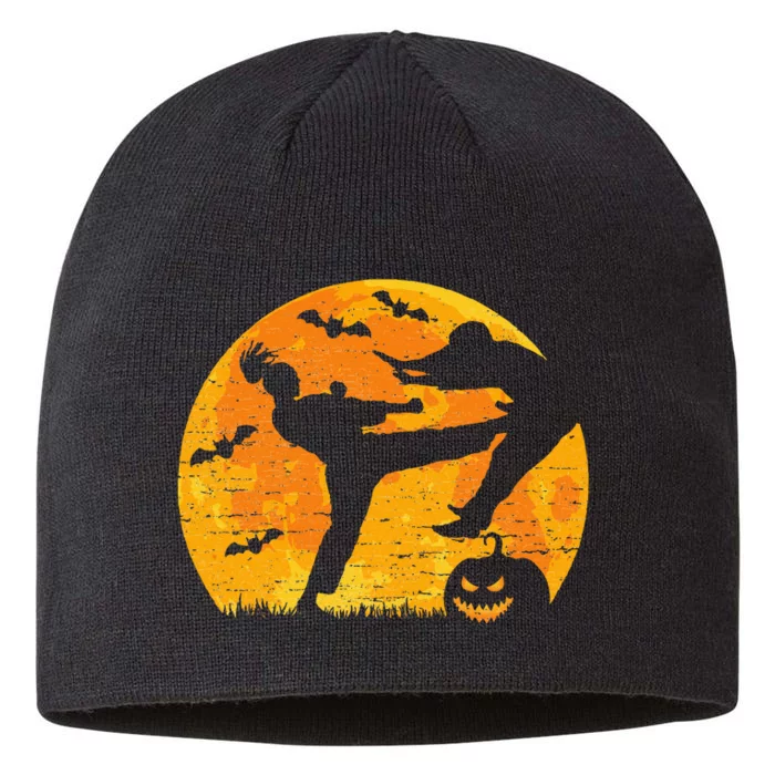 Halloween Kickboxing Martial Arts Full Moon Pumpkin Vintage 8 1/2in Sustainable Knit Beanie