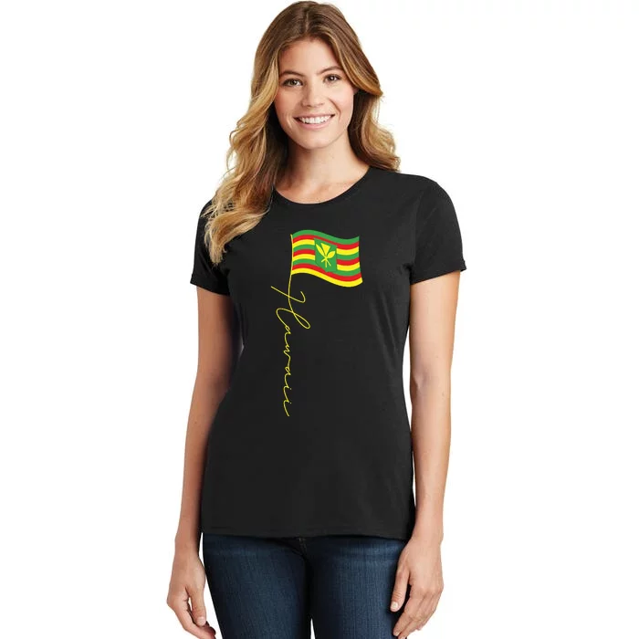 Hawaii Kanaka Maoli Signature Flag Pole Hawaiian Flag Women's T-Shirt