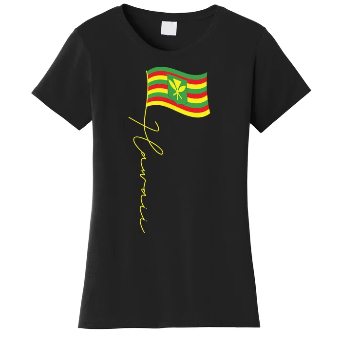 Hawaii Kanaka Maoli Signature Flag Pole Hawaiian Flag Women's T-Shirt