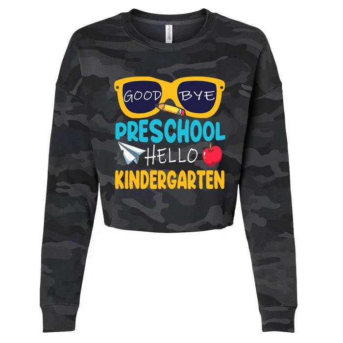 Hello Kindergarten Prek Grad Goodbye Preschool Graduation Cropped Pullover Crew