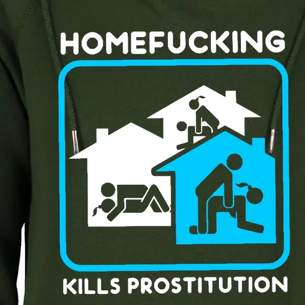 Homefucking Kills Prostitution Womens Funnel Neck Pullover Hood