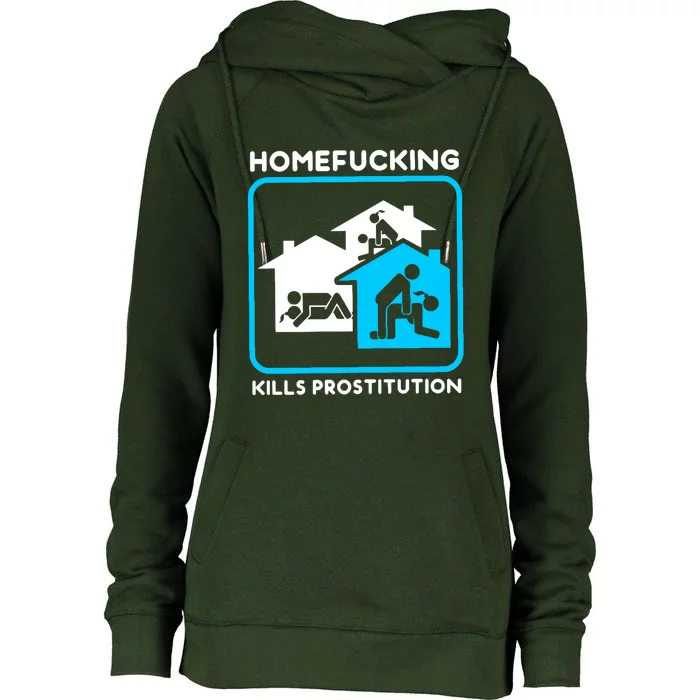 Homefucking Kills Prostitution Womens Funnel Neck Pullover Hood